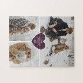 Paarse hartfamilie Naam foto Kerstmis Legpuzzel (Horizontaal)