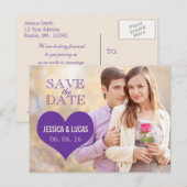 PAARSE HARTFOTO SAVE THE DATE AANKONDIGINGSKAART (Voorkant / Achterkant)