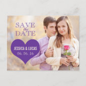 PAARSE HARTFOTO SAVE THE DATE AANKONDIGINGSKAART (Voorkant)