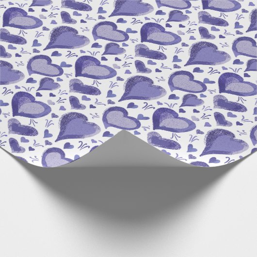 Paarse Hartjes Patroon Tekening Cadeaupapier (Hoek)