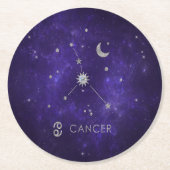 Paarse hartkanker | Kosmische Astrologie Horoscoop Ronde Kartonnen Onderzetter (Voorkant)