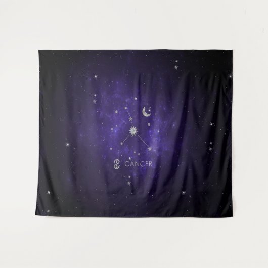 Paarse hartkanker | Kosmische Astrologie Horoscoop Wandkleed (Voorkant (horizontaal))