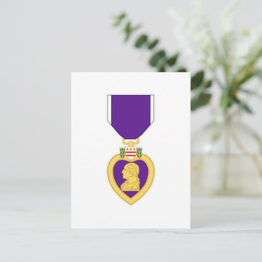 Paarse hartmedaille briefkaart (Staand voorkant)