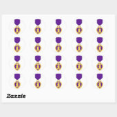 Paarse hartmedaille ronde sticker (Vel)
