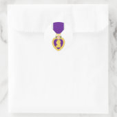 Paarse hartmedaille ronde sticker (Tas)