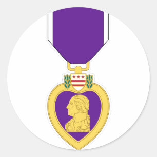 Paarse hartmedaille ronde sticker