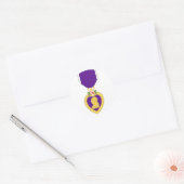 Paarse hartmedaille ronde sticker (Envelop)