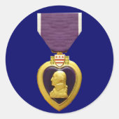 Paarse hartmedaille Sticker (Voorkant)