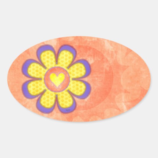 Paarse hartovaal ovale sticker (Voorkant)