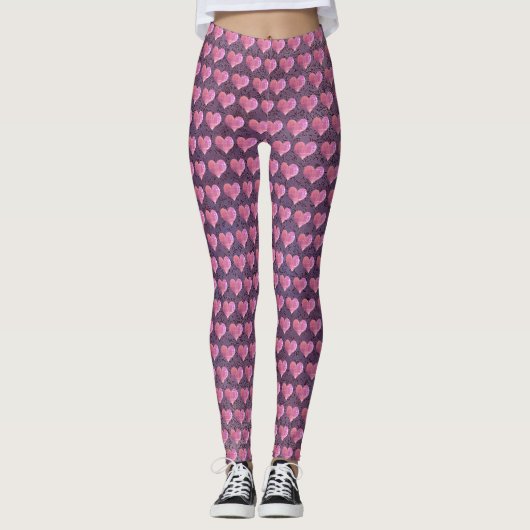 Paarse hartpassie leggings (Voorkant)