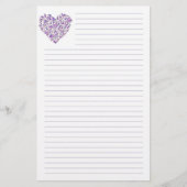 Paarse hartriniewerk briefpapier (Voorkant)