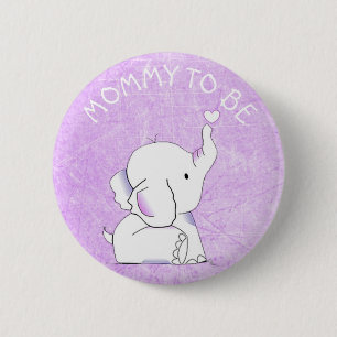 Paarse hartritme Elephant Baby shower Pin Ronde Button 5,7 Cm
