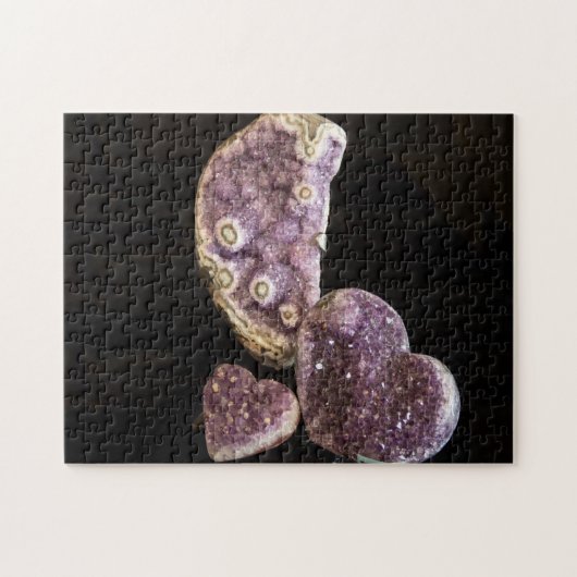 Paarse hartritme-kristallen - Amethyst Gemstenen Legpuzzel (Horizontaal)
