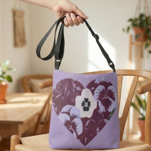 Paarse hartschoudertas crossbody tas