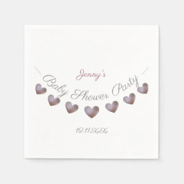 paarse hartslag gepersonaliseerd baby shower servet