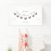 paarse hartslag gepersonaliseerd baby shower spandoek (Insitu)