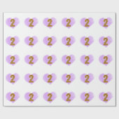 Paarse hartslag Glitter 2e verjaardag Cadeaupapier (Vlak)