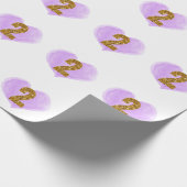 Paarse hartslag Glitter 2e verjaardag Cadeaupapier (Hoek)