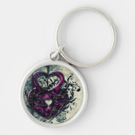 Paarse hartsleutel sleutelhanger