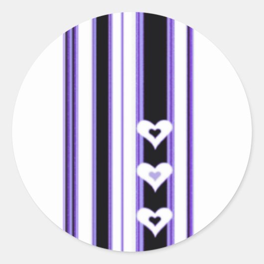 Paarse hartstickers ronde sticker (Voorkant)