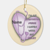 Paarse-hartverpleegster-anesthesist Keramisch Ornament (Links)