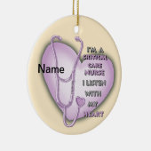 Paarse hartzorgverpleegkundige keramisch ornament (Rechts)
