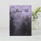 Paarse Haunted Sky Custom Halloween Uitnodigingen (Staand voorkant)