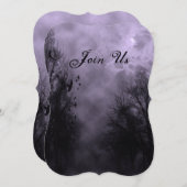 Paarse Haunted Sky Custom Halloween Uitnodigingen (Voorkant / Achterkant)