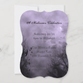 Paarse Haunted Sky Custom Halloween Uitnodigingen (Achterkant)