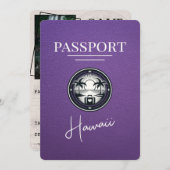 Paarse Hawaii Passport Bewaar de datum Save The Date (Voorkant / Achterkant)