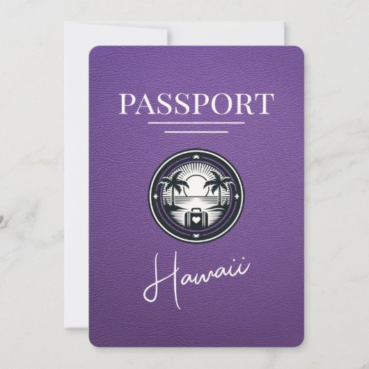 Paarse Hawaii Passport Bewaar de datum Save The Date (Voorkant)