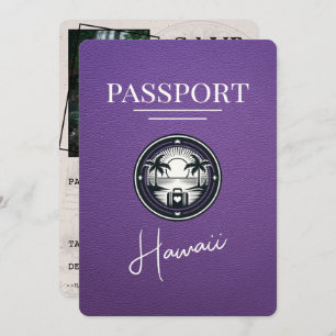 Paarse Hawaii Passport Bewaar de datum Save The Date