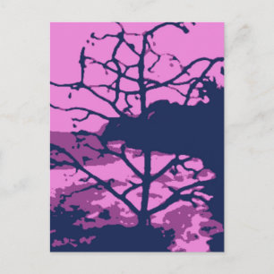 Paarse Hawaiian Ocean Beach Tree Foto Uitzicht Briefkaart