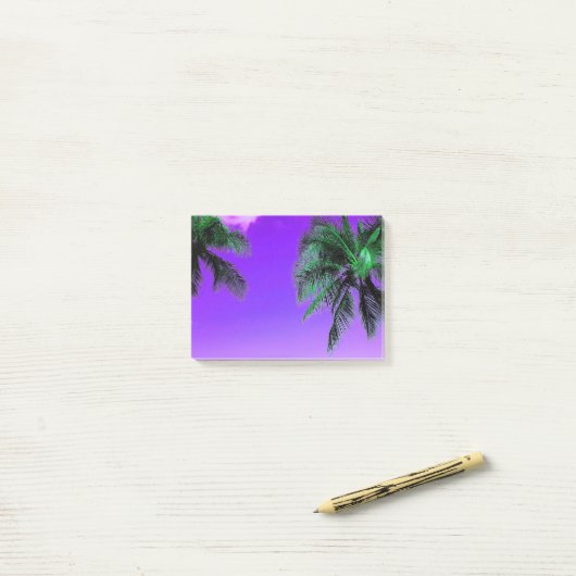 Paarse Hawaiian Palm Trees Post-it® Notes (Op bureau)
