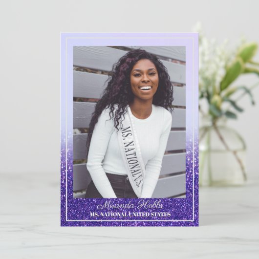 Paarse Haze Glitz Pageant Autograph Kaarten (Staand voorkant)