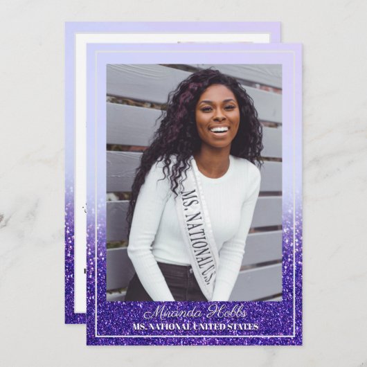 Paarse Haze Glitz Pageant Autograph Kaarten (Voorkant / Achterkant)