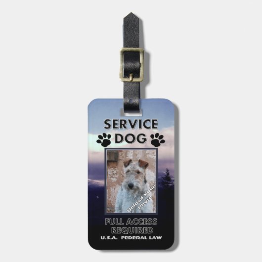 Paarse Haze Service Dog Foto ID Bagagelabel (Voorkant verticaal)