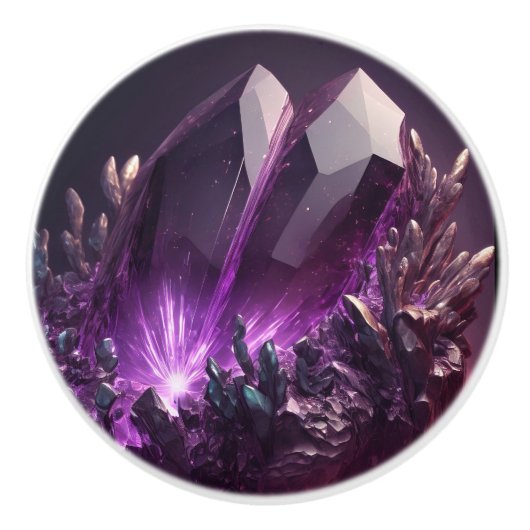 Paarse Healing Amethyst Kristallen Keramische knop (Voorkant)