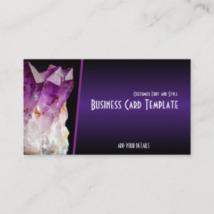 Paarse Healing Crystals Amethyst Visitekaartje