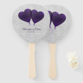Paarse Heart-ballonnen Weddenschap voor handhand Handwaaier (Voorkant en achterkant)