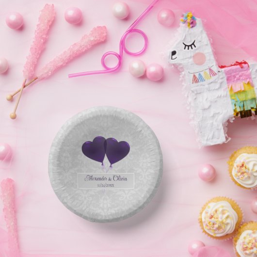 Paarse Heart Balloons Weddenschap Papieren Kommen (Feest)