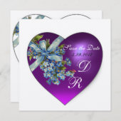 PAARSE HEART FORGET ME NIET MONOGRAM Gold Metallic Kaart (Voorkant / Achterkant)