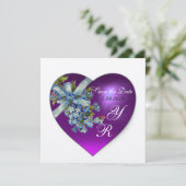 PAARSE HEART FORGET ME NIET MONOGRAM Silver Metal Kaart (Staand voorkant)