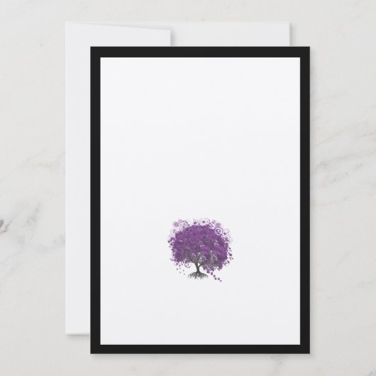 Paarse Heart Leaf Tree Black Border Wedstrijd uitn Kaart (Achterkant)