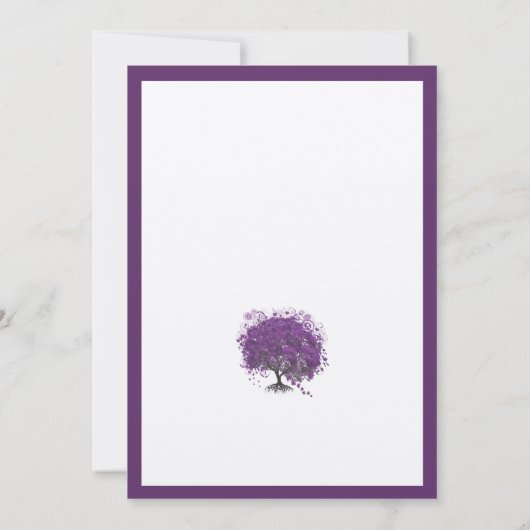 Paarse heart Leaf Tree Borders Weddenschappen uitn Kaart (Achterkant)