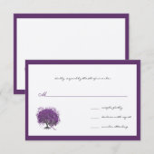 Paarse heart Leaf Tree Borders Weddenschappen uitn RSVP Kaartje (Voorkant / Achterkant)