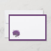 Paarse heart Leaf Tree Borders Weddenschappen uitn RSVP Kaartje (Achterkant)