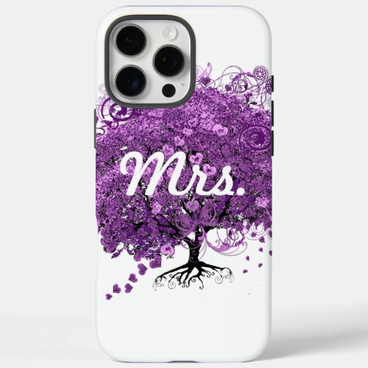 Paarse Heart Leaf Tree Mrs Bride Case-Mate iPhone Case (Achterkant)