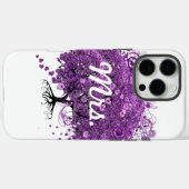 Paarse Heart Leaf Tree Mrs Bride Case-Mate iPhone Case (Achterkant (horizontaal))