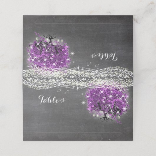 Paarse heart Leaf Tree Weddenschap Place Kards Plaatskaartje (Buitenkant ongevouwen)